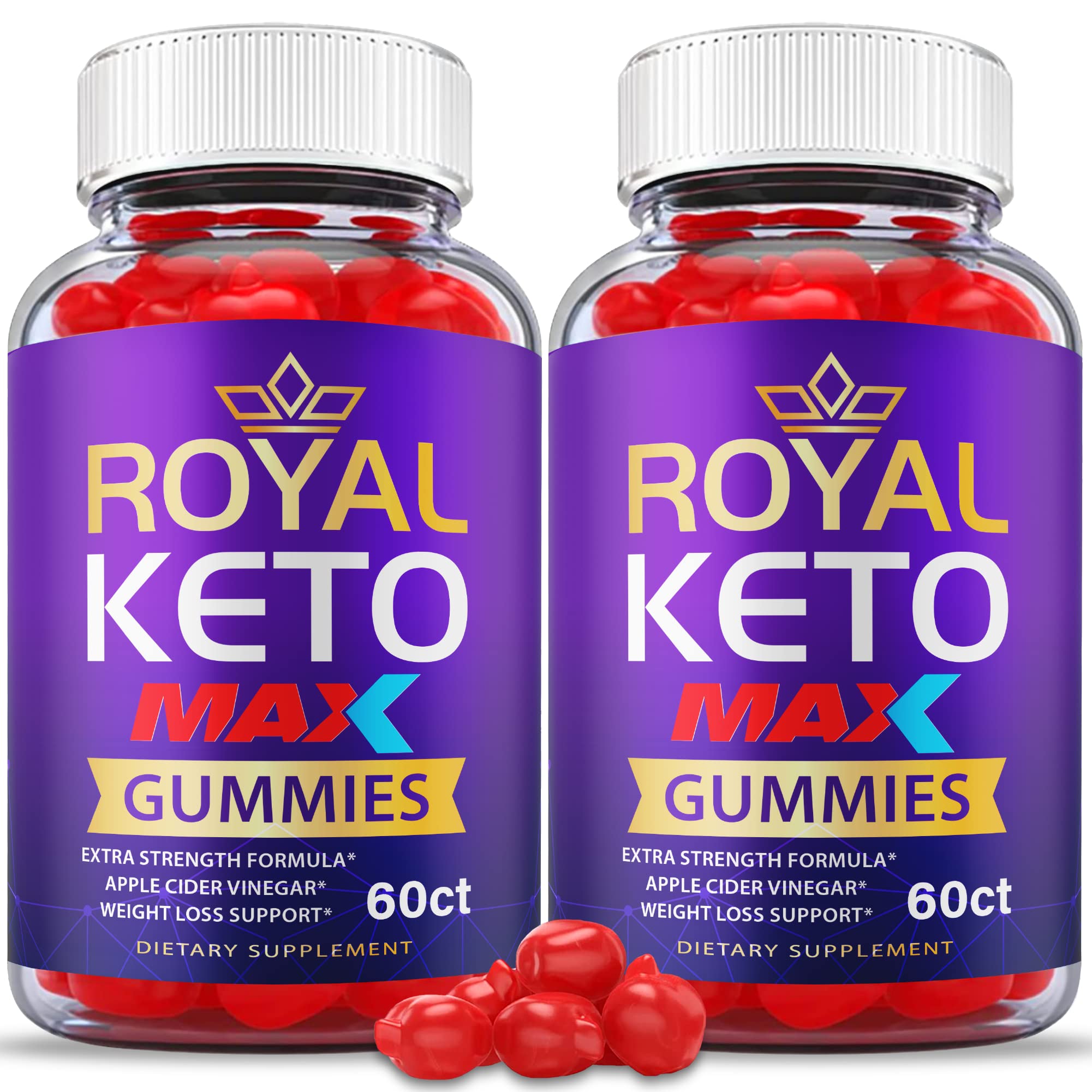 (2 Pack) Royal Keto Gummies Max Strength - Royal Keto ACV Gummies Vegan Formula with Apple Cider Vinegar, Weight Apple Loss Cider, Beet Root Juice, Vitamin B12 Royal Keto Gummies Purple (120 Gummies)