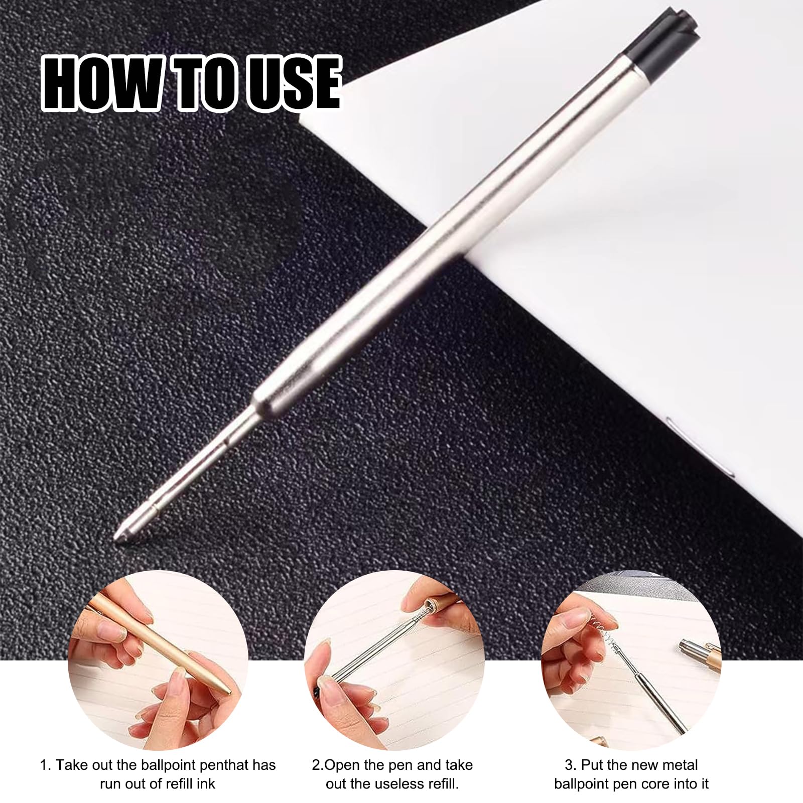 20 PCS Applies to Parker Pen Refills,Pen Refills Black Ballpoint,0.7mm Applies to Parker Rollerball Refill,Biro Refills,Suitable for Most Ballpoint Pens (Black) - Image 4