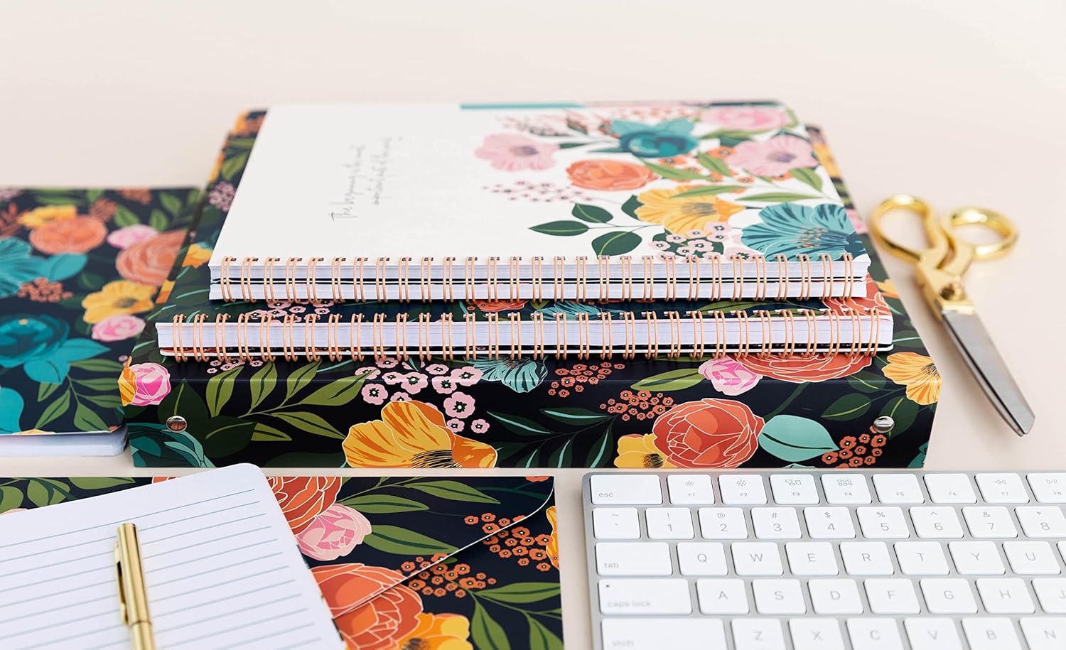 Steel Mill & Co Cute Decorative Hardcover 3 Ring Binder for Letter Size Paper, 1 Inch Round Rings, Colorful Binder Organizer for School/Office, Garden Blooms (Navy) - Image 5