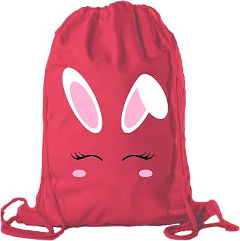 Easter Basket Backpack Bulk Cotton Drawstring Cinch Bags Easter Bunny Gift Bags - Bunny Face