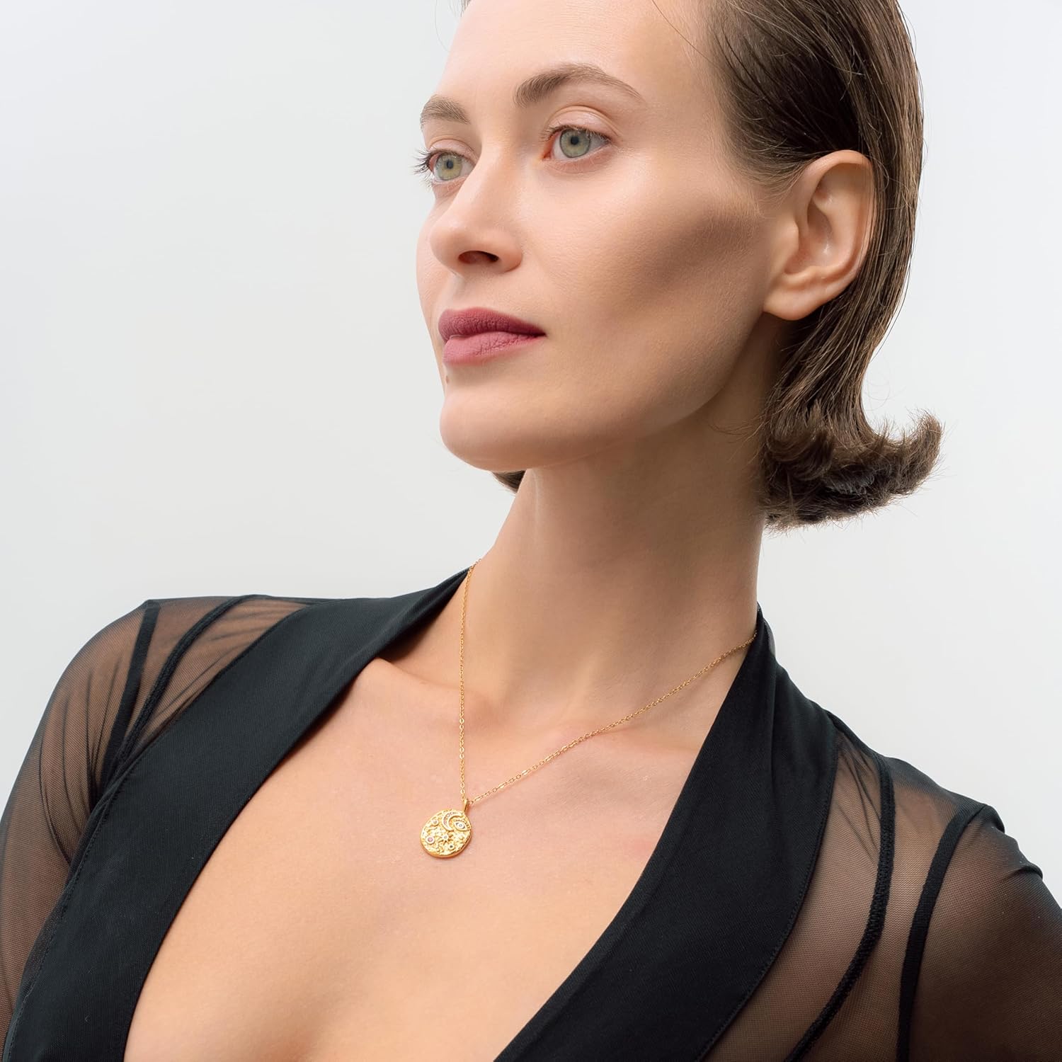 Waterproof Coin Necklaces for Women | Cubic Zirconia and Real Pearl Coin Jewelry | 18K PVD Gold Plated | Gold Necklace for Women | Non Tarnish Jewelry | Lucky Necklace | Pendant Necklace - Image 4