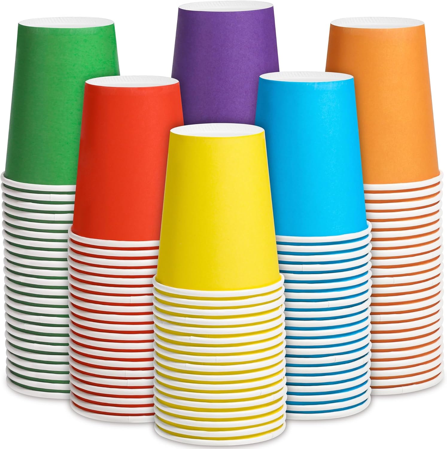 Kochorie 144 Pieces Rainbow Paper Cups 9 Oz Disposable Coffee Paper Cups Multicolor Party Cup Beverage Drinking Cup for Wedding, Birthday, Holiday Party, DIY, and Picnic