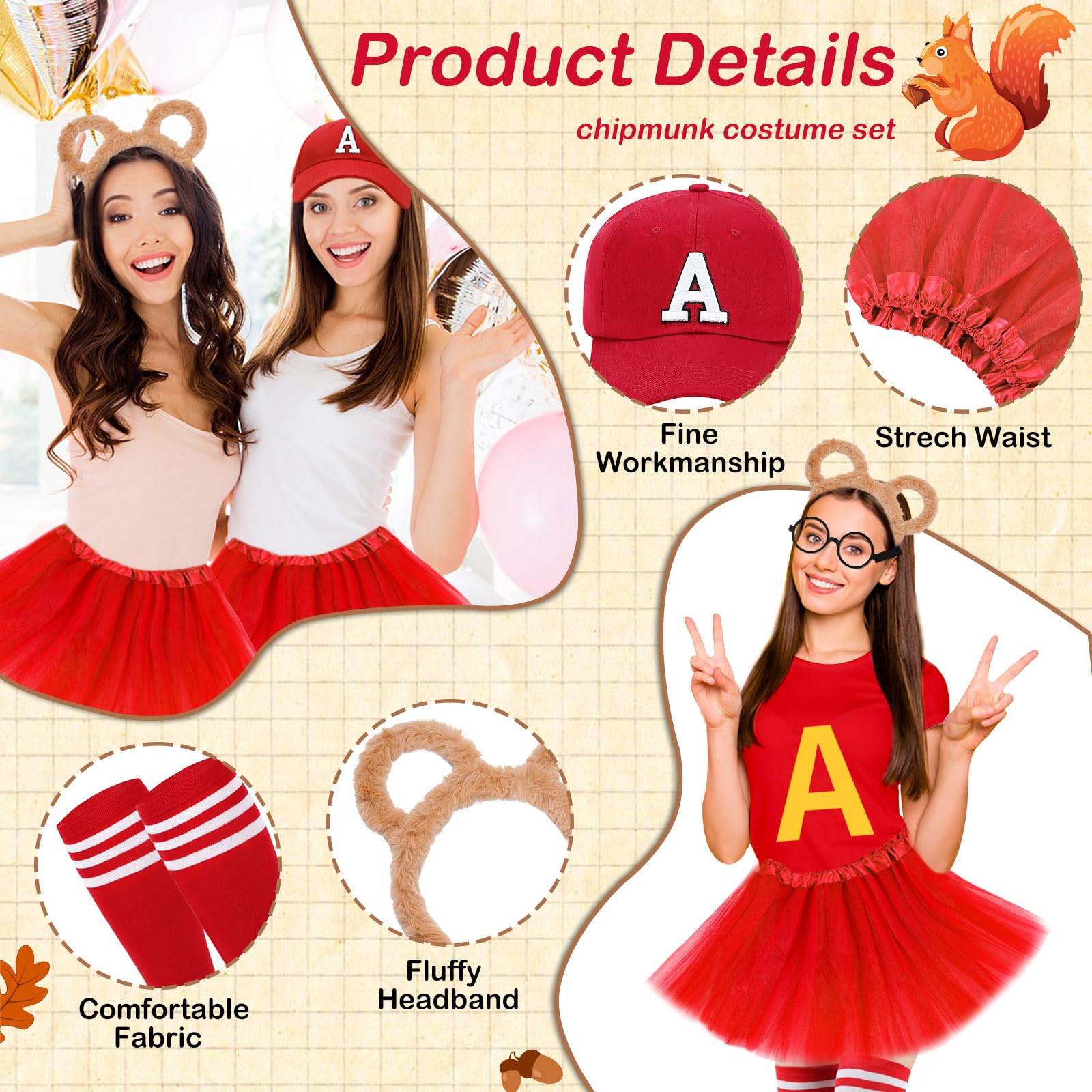 UxClishe 4 Pcs Chipmunk Costume Set - Image 3