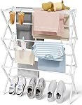 Sakugi 3 Tier Clothes Drying Rack, Foldable Clothes Drying Rack with Non-Slip Feet, Portable Laundry Drying Rack for Clothing, Indoor & Outdoor Use, 73.5 x 29 x 95 cm, White