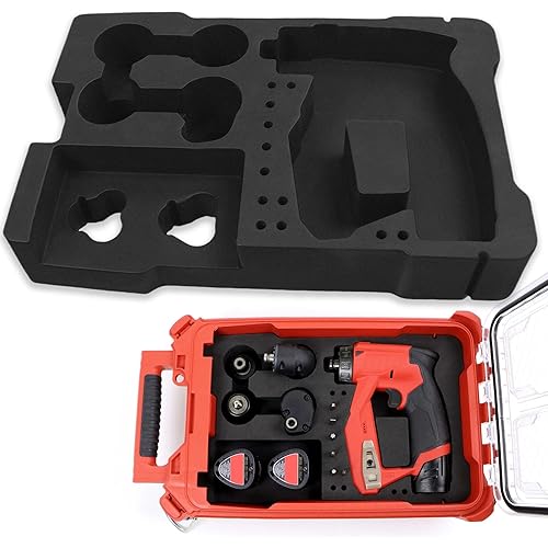 EVA Liner Compatible with Milwaukee 48-22-8435 Packout Tool Box - Precision-Cut Foam Insert Organizer Fit for 2505-22 M12 Fuel Installation Drill/Driver Kit & Accessories (Black)