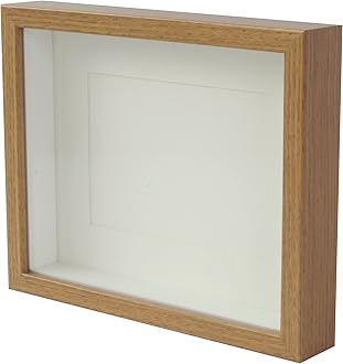 BD ART Shadow Box 3D 8x10x1 Inch, Display Box Photo Frames, Oak, Picture Frame with Wall and Tabletop, for Crafts, Photos, Souvenir, Baby Items, dried Flowers, Medals