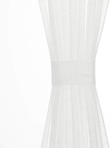 Miniatura 3 de Aquazolax - Cortinas de puerta francesas a rayas blancas transparentes para puertas de cristal de patio, ventanas