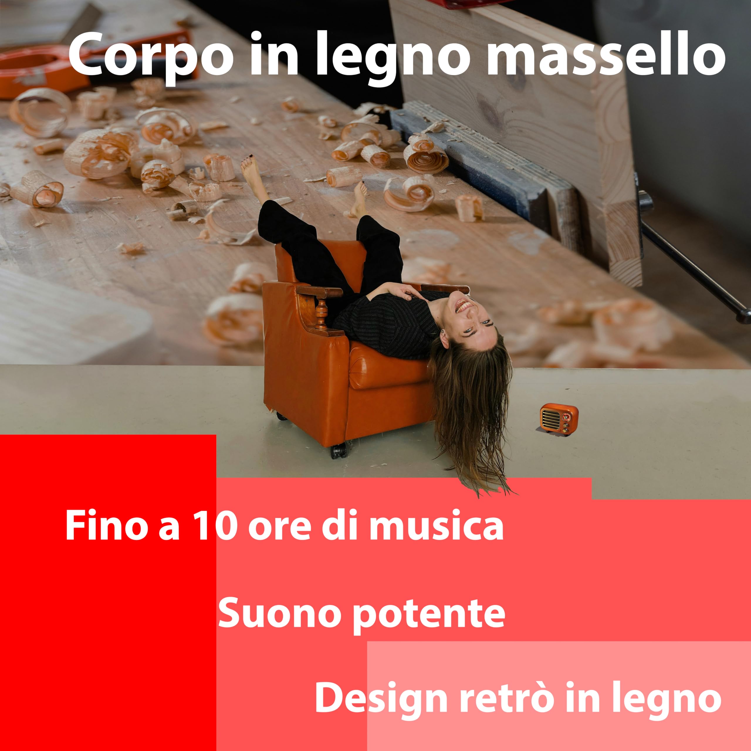 Opis Radio 3 - Altoparlante Bluetooth, design retrò, piccola radio con altoparlante Bluetooth