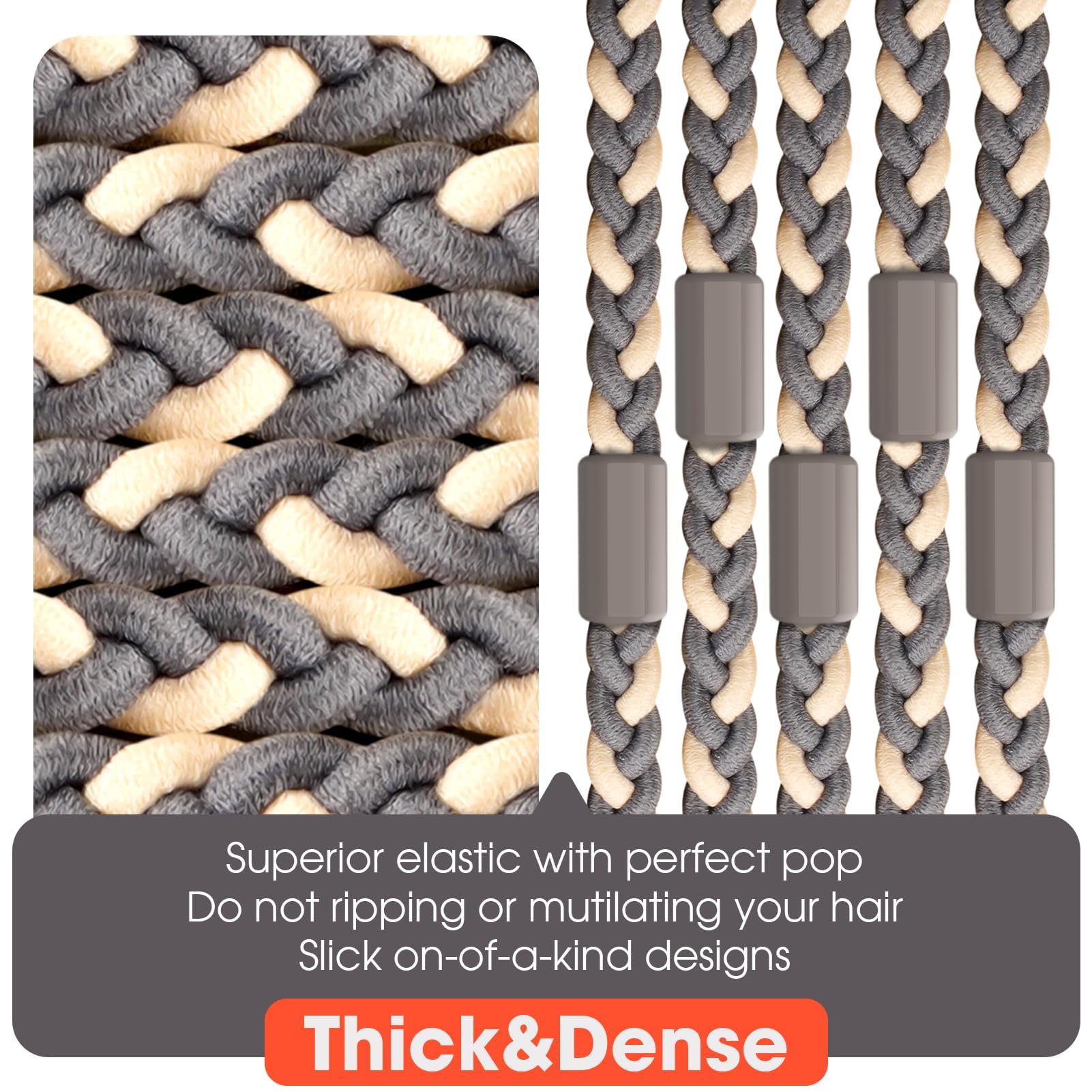 EasYoung 10pcs Braided Mens Hair Ties for Guys for Buns Curly Thick Dense Hair Elastic Hair Ties For Men & Women - Image 3