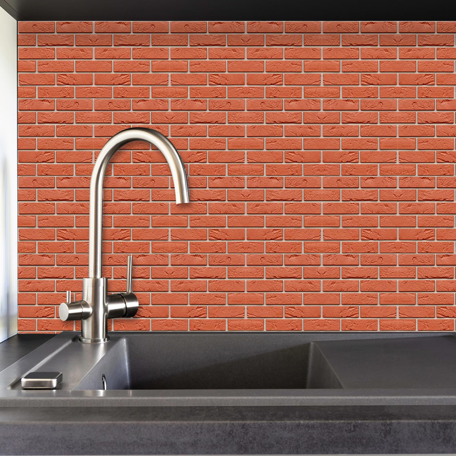 Wykwintne naklejki na płytki czerwony minimalizm olejoodporne naklejki na płytki kuchenne i podłoga w łazience samoprzylepne winylowe wodoodporne usuwalne 15 x 30 cm / 40 szt