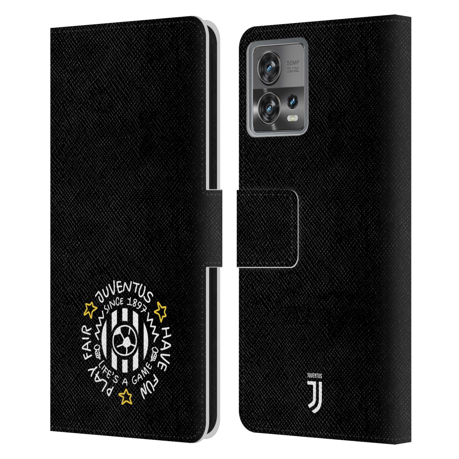 Head Case Designs Officially Licensed Juventus Football Club Since 1897 Kids Leather Book Wallet Case Cover Compatible with Motorola Moto Edge 30 Fusion