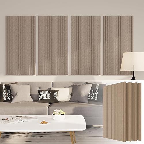 Paquete de 4 paneles acústicos de 48 x 24 x 0.4 pulgadas, paneles de pared grandes insonorizados, paneles autoadhesivos a prueba de sonido para