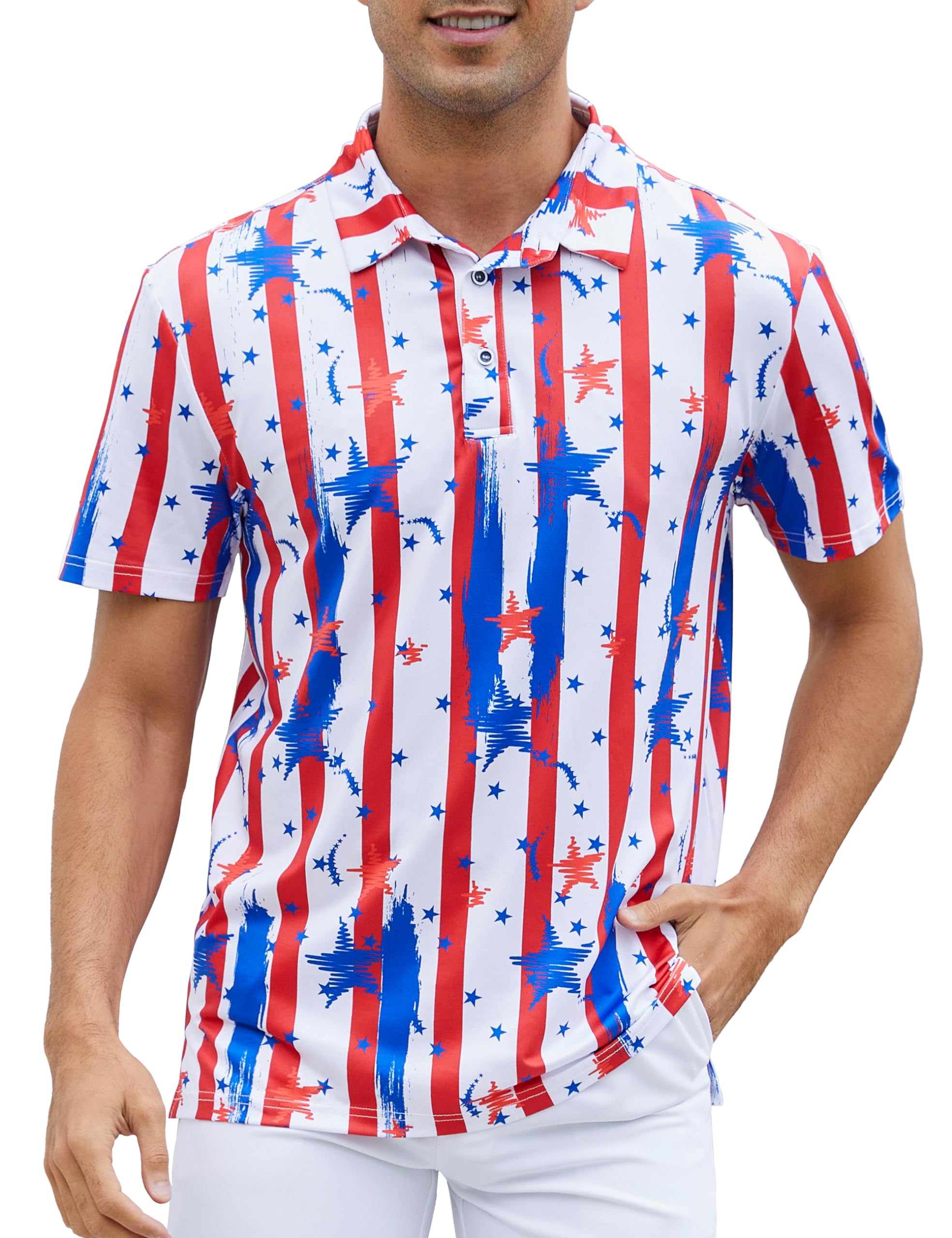 Mens Polo Shirts Short Sleeve Print Golf Shirts Gifts for Men
