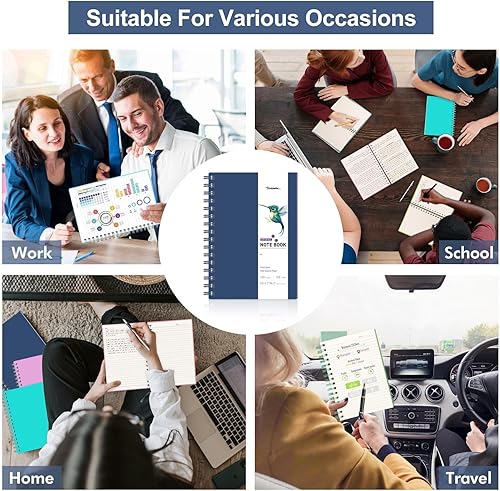 Miniatura 5 de HIUKOOKA Cuaderno A5, cuadernos en espiral con rayas universitarias, cuaderno de 300 páginas para Wroks, de papel de PVC de 3.53 ozm, cuaderno de