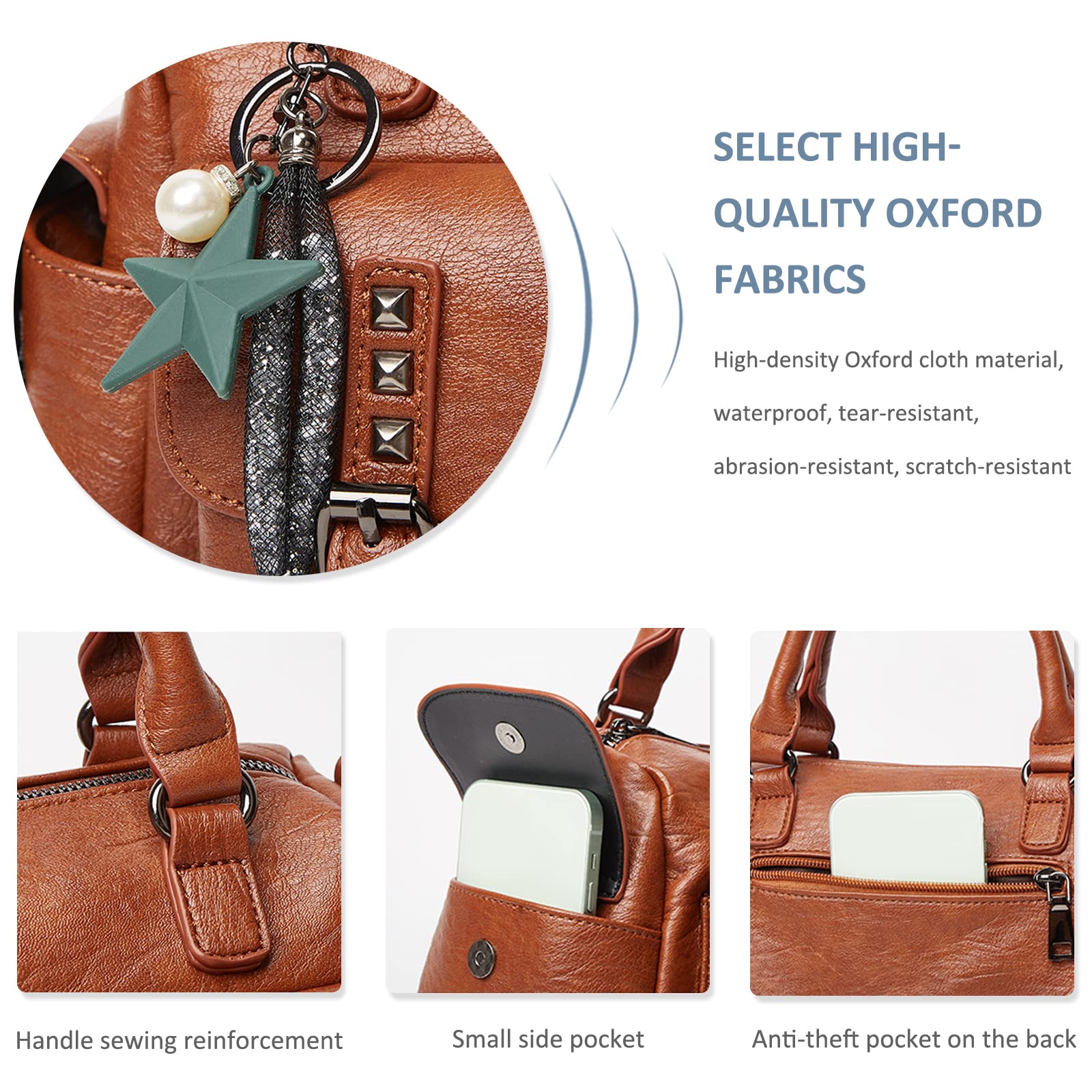 NICOLE & DORIS Sac Bandoulière Femme Sac a Main Cuir Souple Sacs Portés Epaule Rétro Sacoche Messenger Sac Crossbody Femme Sac Fourre Tout Poches Multiples