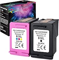 Vista 1 de Ubinki Cartuchos de tinta negra HP 61 remanufacturados de repuesto para HP 61XL 61 XL tinta tricolor para Envy 4500 4502 5530 5534 5535 Officejet