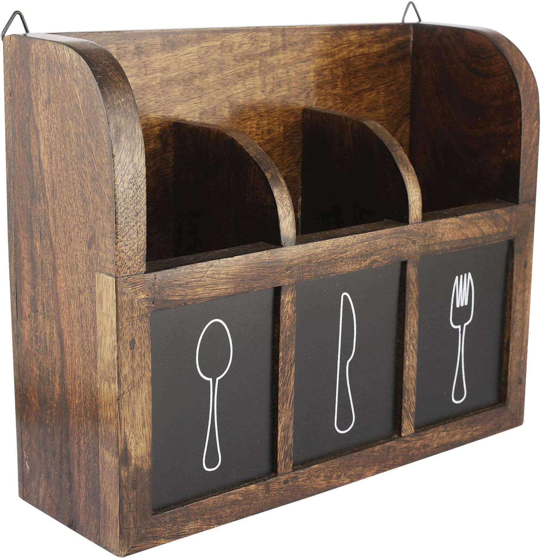Sponsored Ad - Vintage Table Top/Wall Mounted Cutlery Holder - Mango Wood - L*xH - 11.50 * 9.25 * 3.75 in Inches