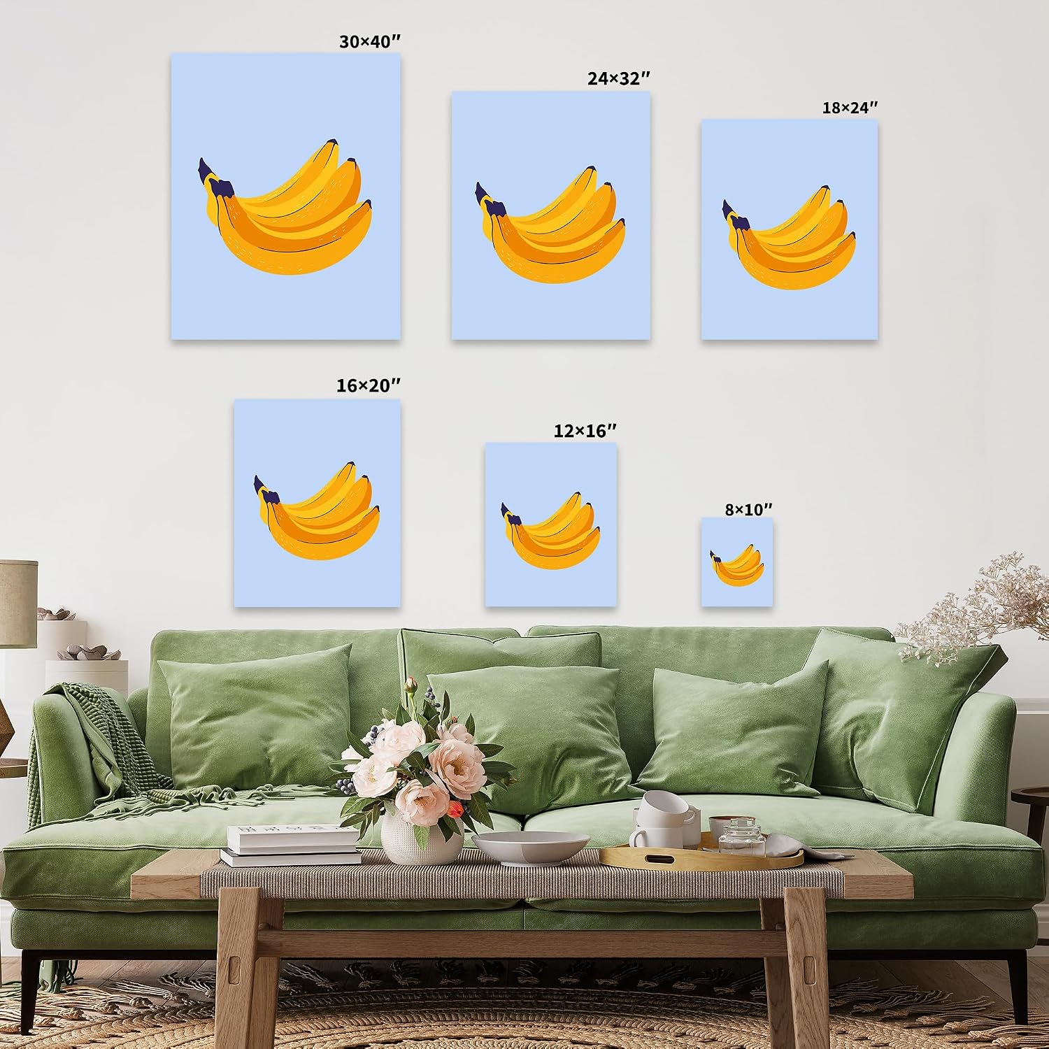 Poster Master Fruit Canvas - Banana Print - Tropical Fruit Art - Food & Drink Design - Trendy & Modern Art - Minimal Dining Room or Kitchen Wall Decor - 8x10 STRETCHED Canvas