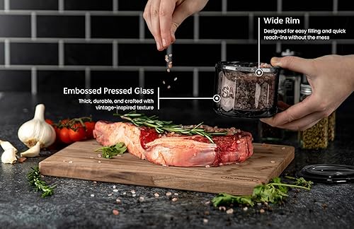 Miniatura 4 de KooK Bodega de sal de cristal, con tapa de vidrio, vidrio prensado en relieve, recipiente de almacenamiento transparente, para café, azúcar,