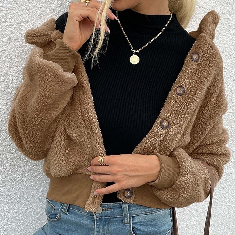 アウターその他 BOSS Plush Teddy Cropped Coat BOSS - Cropped coat in plush teddy fabric - Light Beige