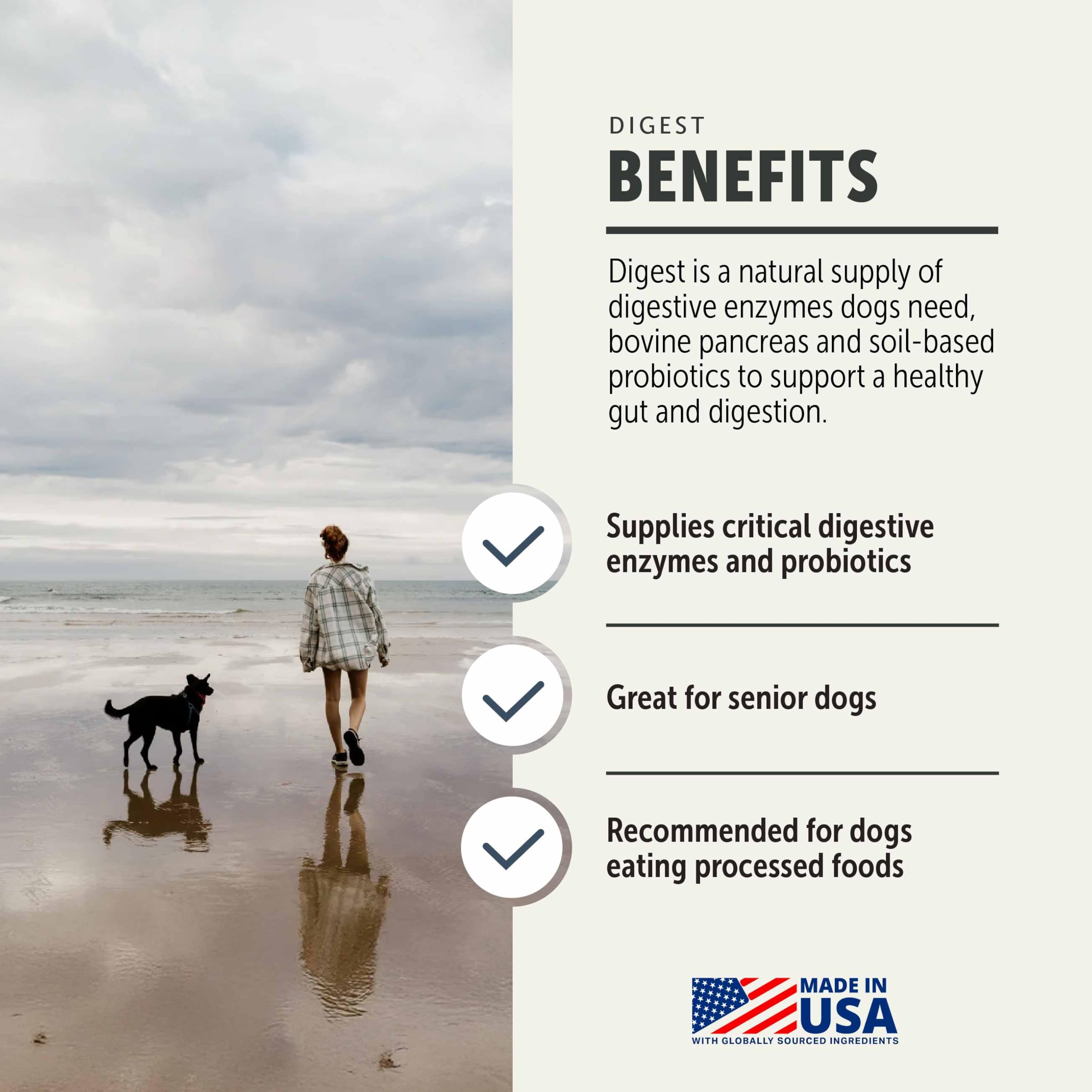 Four Leaf Rover Digest - Dog Digestive Support with Digestive Enzymes and Probiotics - Supports a Healthy Liver - Veterinarian Formulated - 30 Day Medium Dog Supply