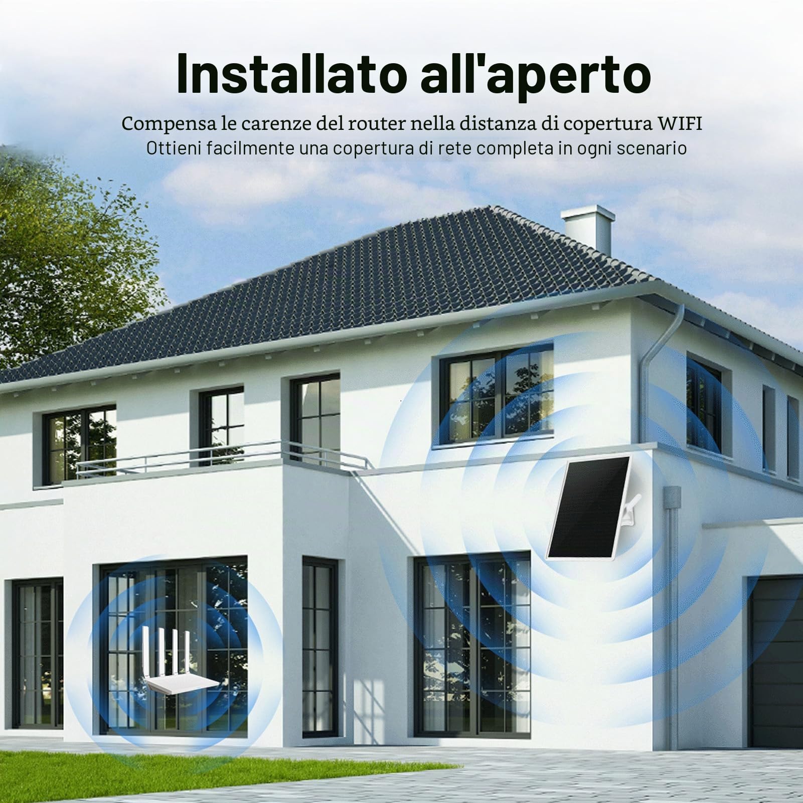 Solar WiFi 6 Extender Signal 300MBPS 2,4 GHz 150 M Range Long Endurance Acqua WiFi Signal Booster, per Casa Esterna