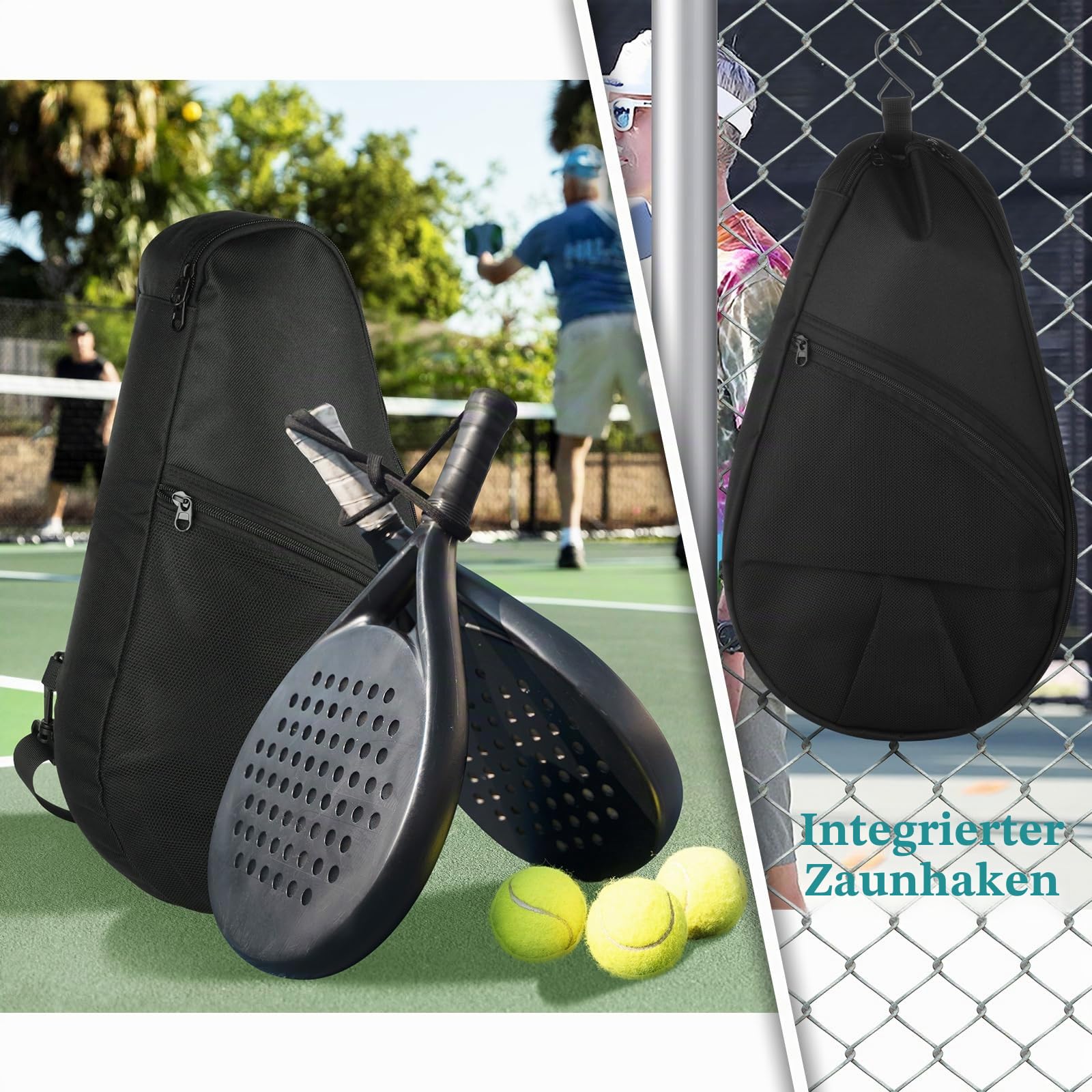 Cosmos Padelschlägertasche Pickleball Paddelschlinge Rucksack Padelschläger Aufbewahrungstasche Padel (Paddel Tennis) Ausrüstung Tragetasche mit Netztasche für 2 Paddel, Ball, Wasserflasche & Zubehör