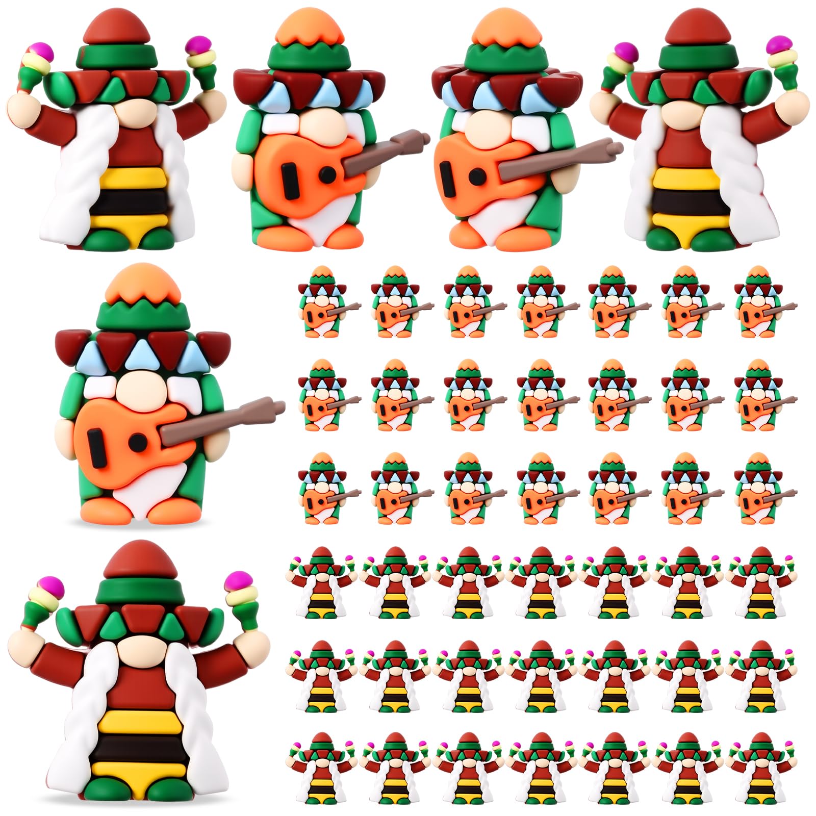Halloscume 50 Pcs Mini Fiesta Gnomes Couple Figurines to Hide and Seek Cinco De Mayo Tomte Mexican Taco Tuesday Dwarf Gift for Adult Home Table Party