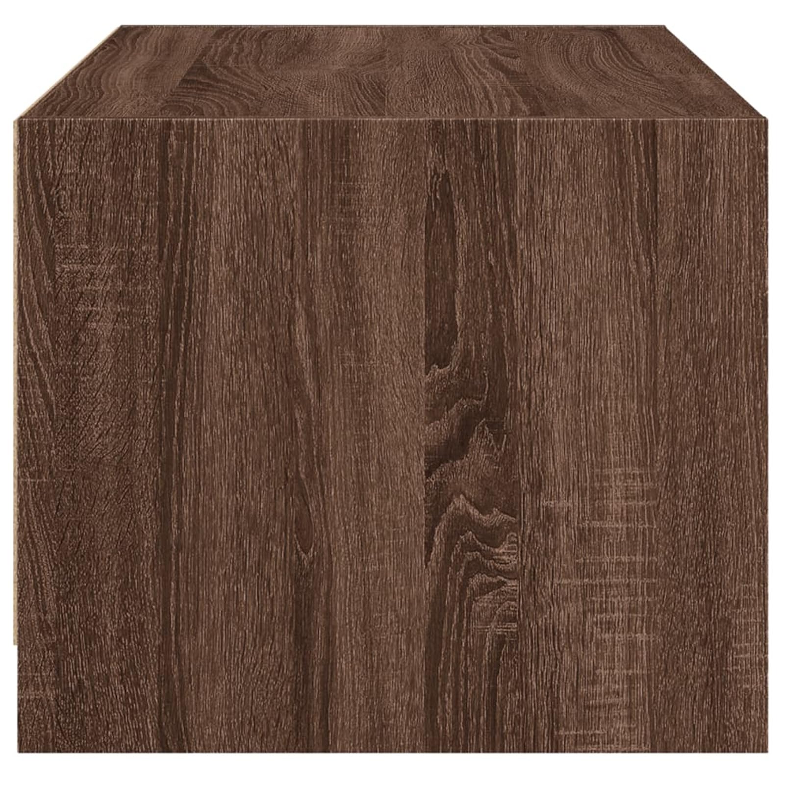 Homgoday Tavolino da caffè con ante in vetro rovere marrone, 68 x 50 x 42 cm, tavolino da tè per soggiorno, sala d'accoglienza degli ospiti, camera da letto e ufficio