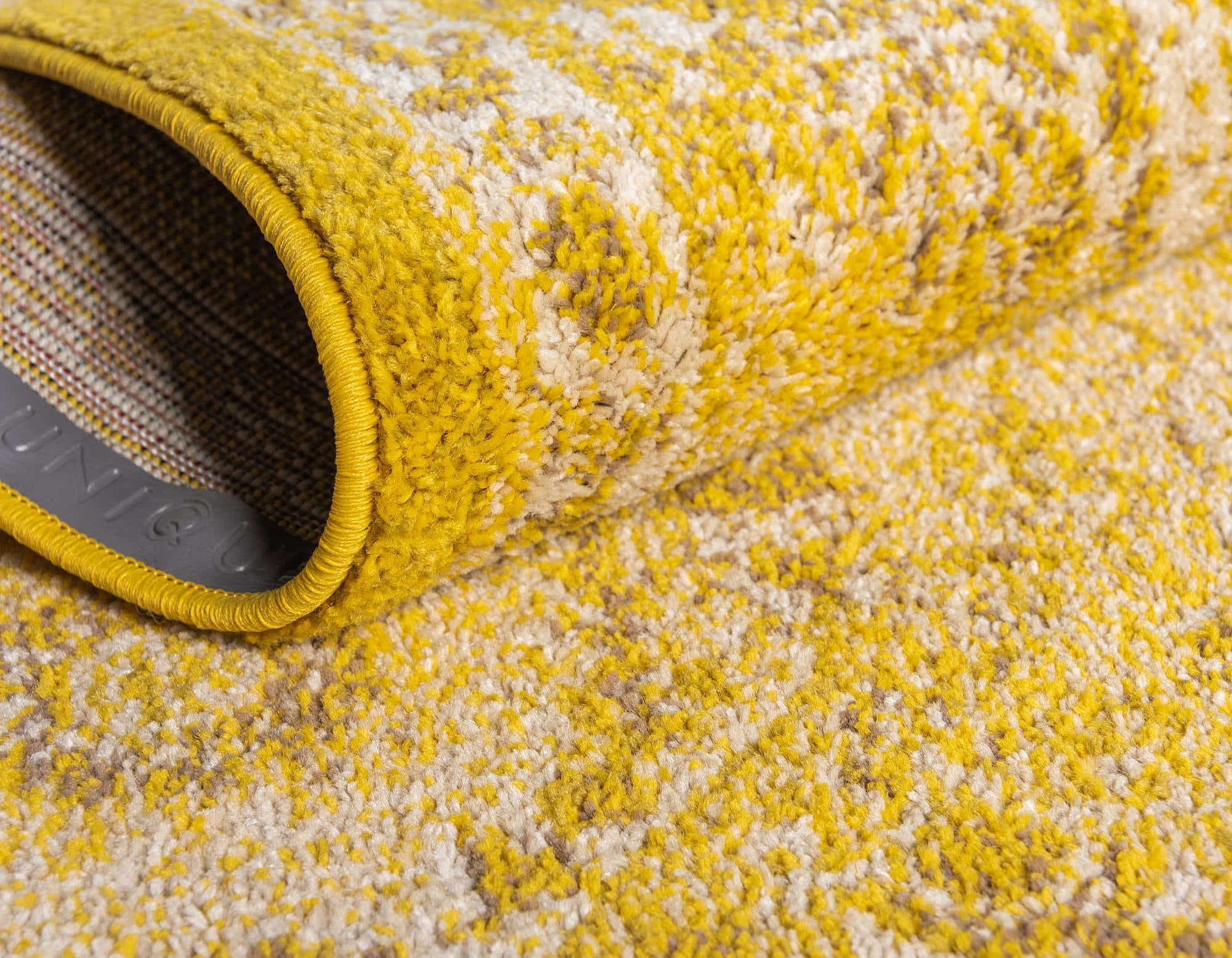 Nazar Tapis de Salon Vintage Style Moderne à Poils Ras, Lavable, pour Chambre (160x230 cm, 768 Jaune)