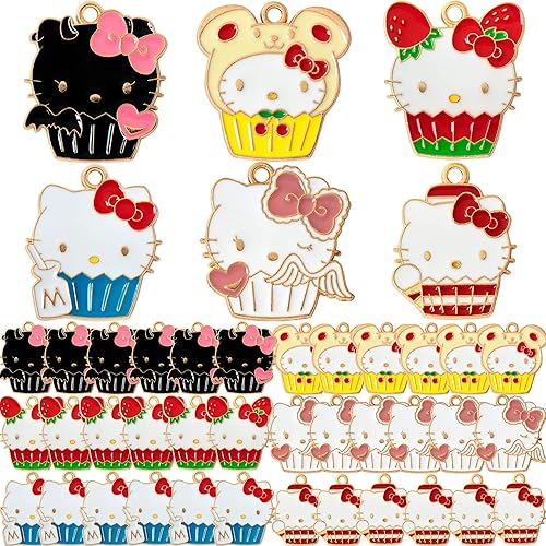 Anjulery 36 Pieces Enamel Cat Charms for Jewelry Making - Cute Kitty Charm for Bracelets Earrings Pendants Necklaces Crafts (36Pcs K6A)