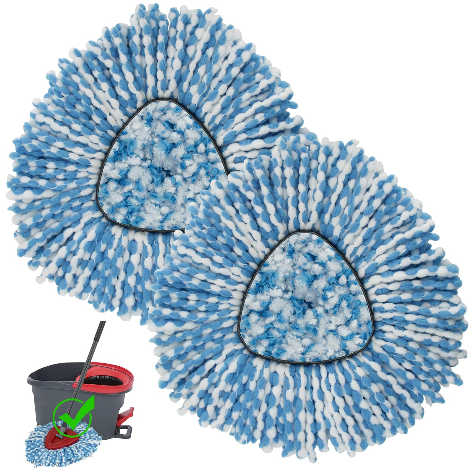Paquete de 2 cabezales de fregona de repuesto compatibles con Oceda EasyWring, cabezal de repuesto para fregona EasyWring Spin Mop 1 tanque Systerm – microfibra, fácil de reemplazar, limpieza profunda