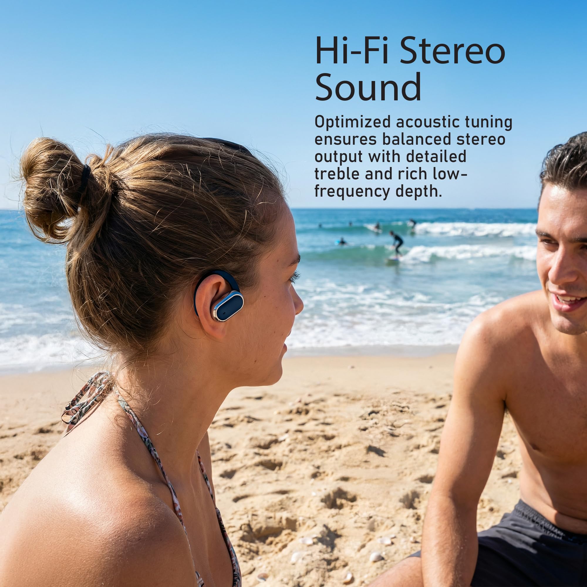 Quiksilver Auricolari senza fili, Bluetooth 5.4, con display digitale intelligente e gancio ergonomico per l'orecchio, comandi touch, resistenti al sudore, per sport, fitness, viaggi, allenamento