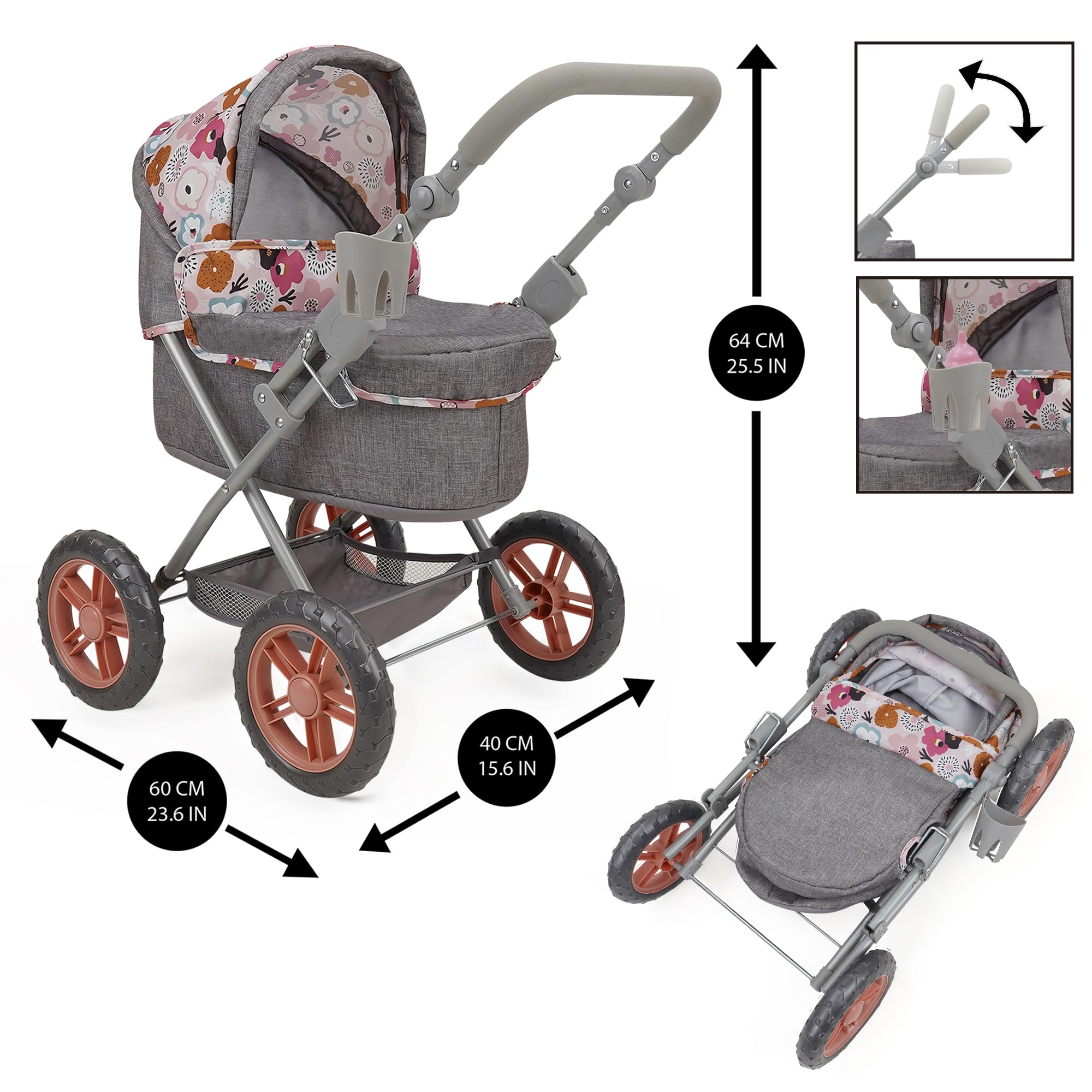 509 Crew Doll Stroller Pram 18 Piece Combo Value Play Set, Ages 3+
