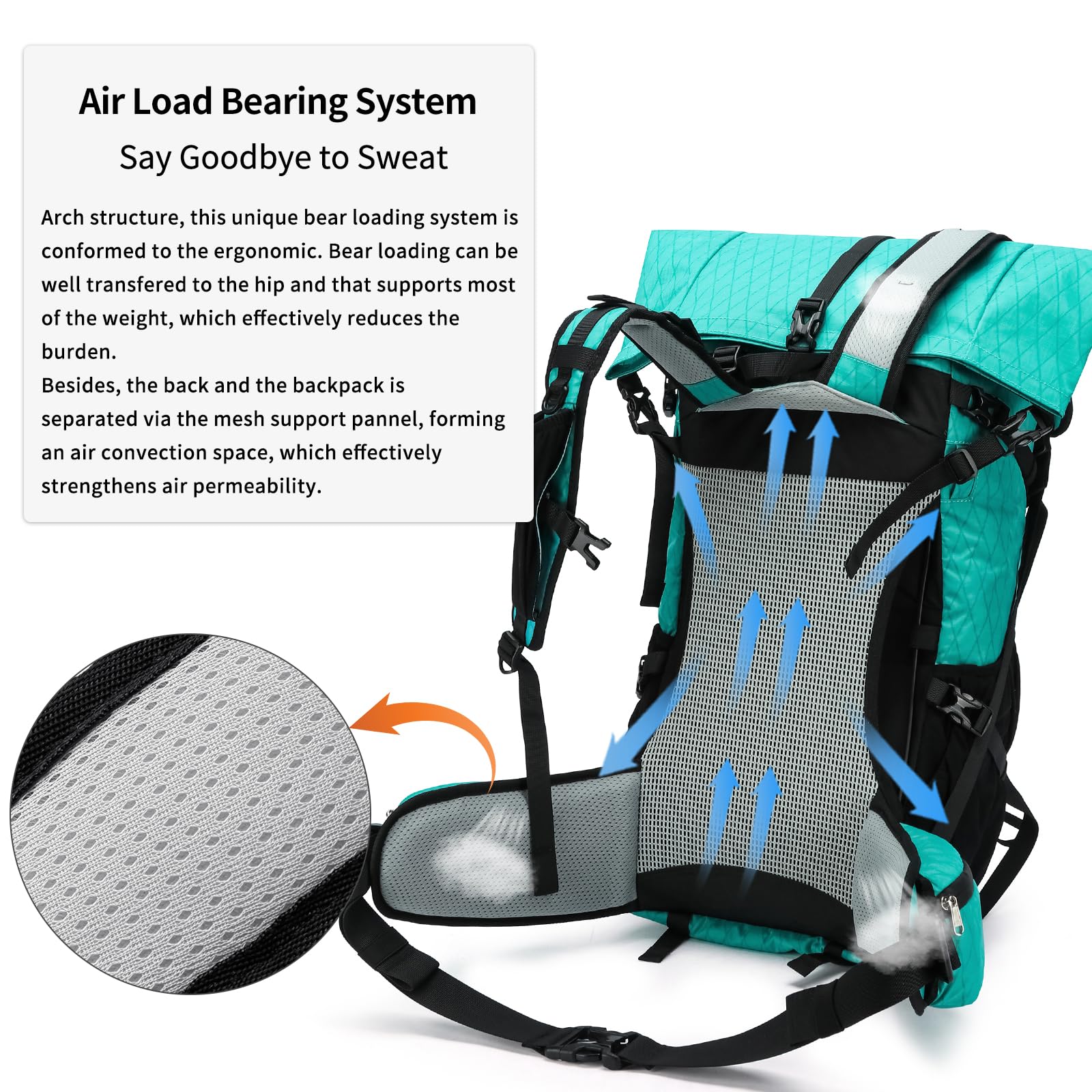 Mochila de senderismo, X-PAC mejorada ligera, de gran capacidad, bolsa de senderismo apta para escalada de montaña, camping