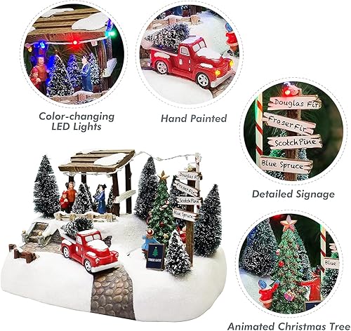 Miniatura 4 de MOMENTS IN TIME Árbol de pueblo de Navidad, decoración del hogar con luces LED y música de Navidad funciona con pilas (no incluidas)