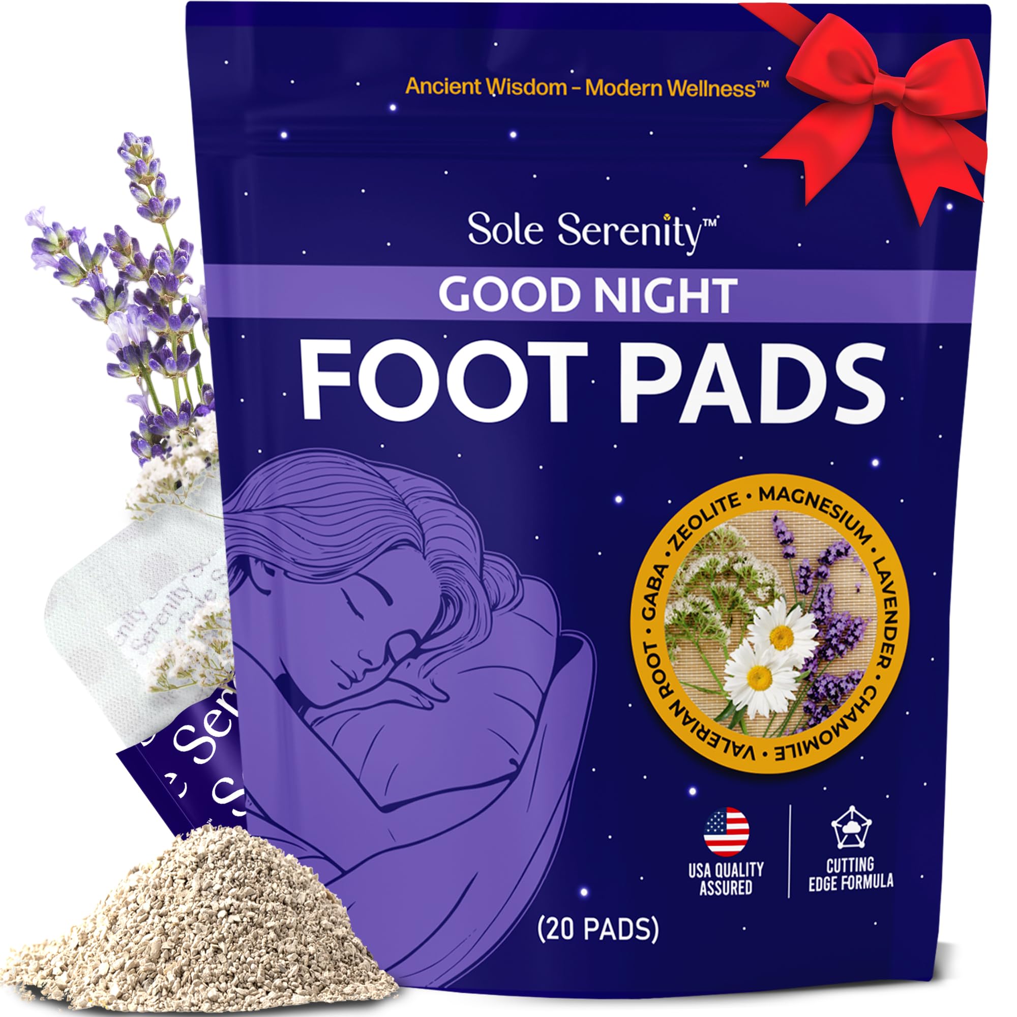 Sole Serenity Good Night Foot Pad Magnesium Glycinate, Valerian Root, Lavender (20 Pads)