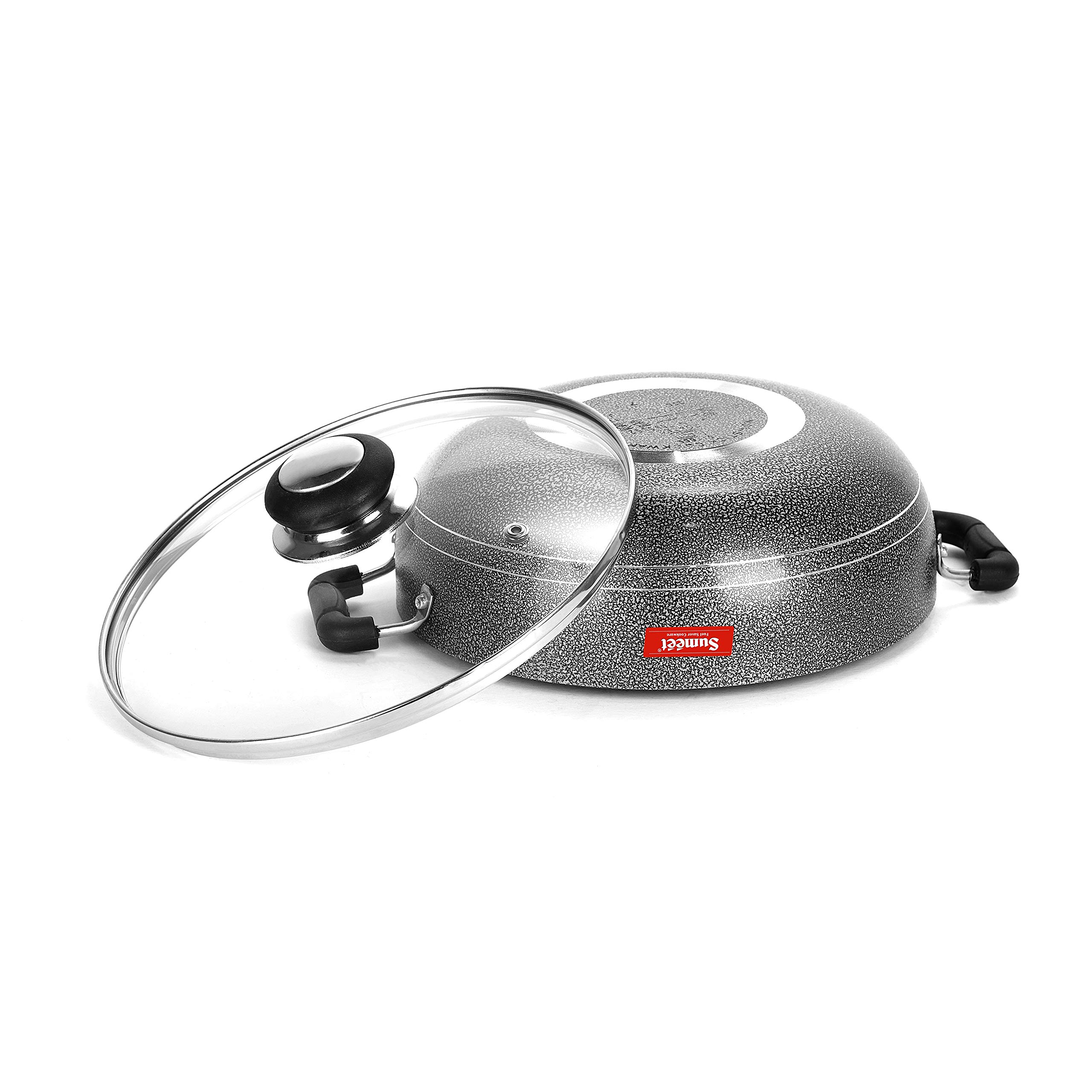 Summet 2.6mm Non Stick Glasso Deep Kadhai with Glass Lid - 2 Ltr - 22cm Dia (Silver) 3