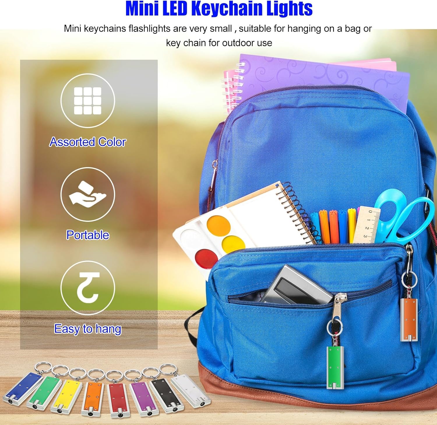 Hicarer 48 Pieces Flashlights Keychain Bulk Mini Powerful LED Keychain Lights Portable Flashlight for Emergency Camping Outdoor Equipment Party Bulk Gifts