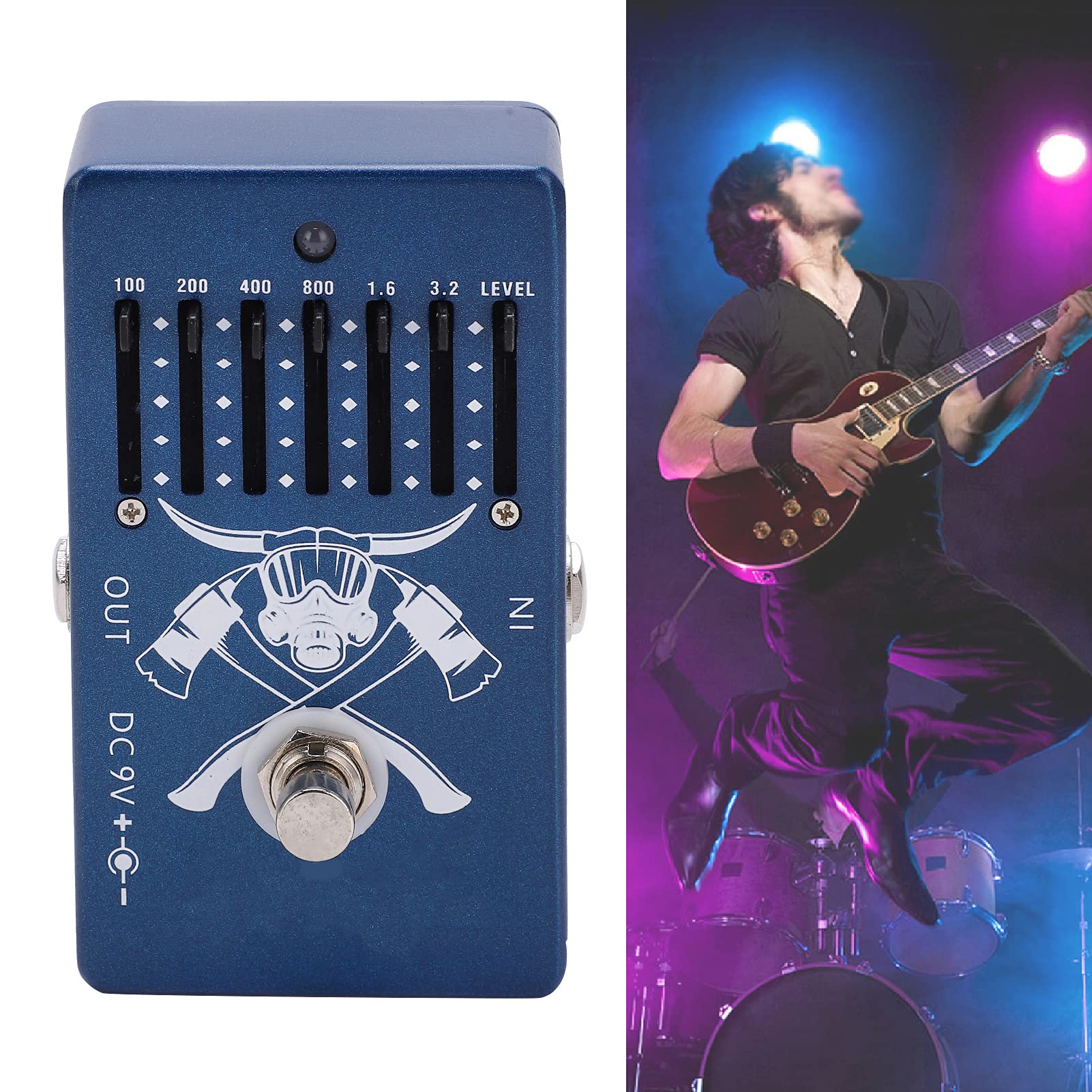 CP 71 Guitar EQ 6 Band Equalizer, DC9V 30mA Power Supply, Aluminum Alloy Body, Musical Instrument Accessory with PPP3 Power Cord Connector