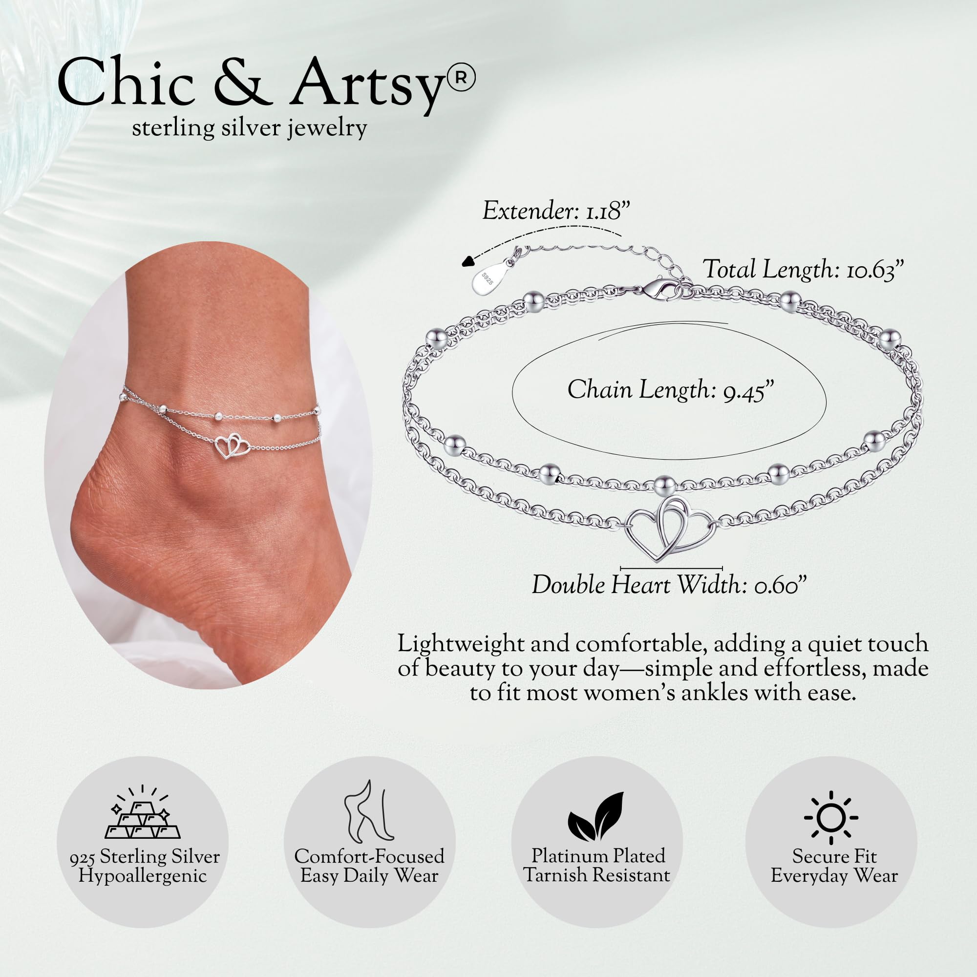 CHIC & ARTSY Womens Fußkettchen 925 Sterling Silber erstellt Opal geschichtet Fußkettchen Armband zierlich Perlen Kette Fußkettchen