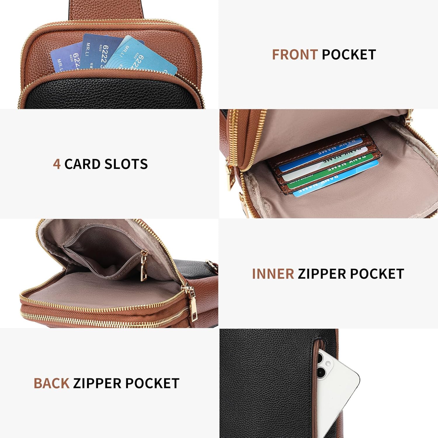 FALAN MULE Crossbody Bags for Women Trendy Leather Sling Chest Bag Fanny Packs for Women - Image 5