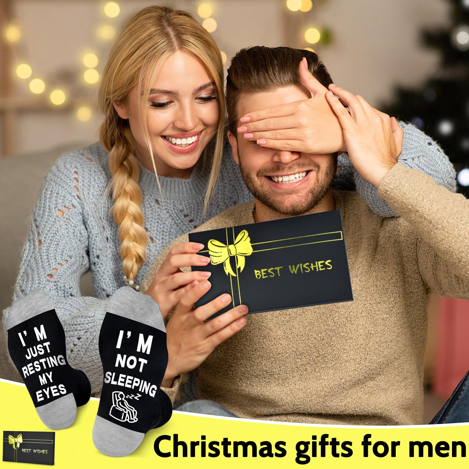 Dealswin Birthday Gifts for Dad, Fathers Day Gift for Men, I'm Not Sleeping I'm Just Resting My Eyes Funny Socks