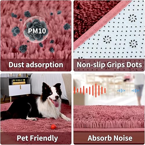 Miniatura 6 de Merelax - Moderno tapete peludo grande de interior, para dormitorio, sala, habitación infantil, dormitorio estudiantil, decorativo, antideslizante,