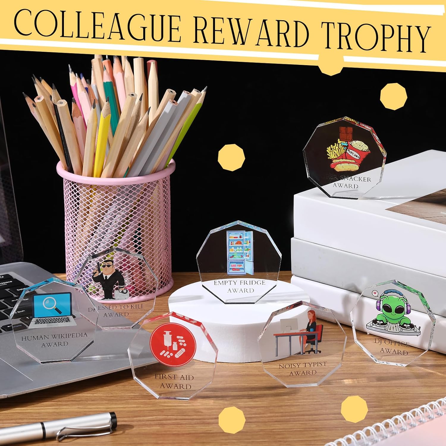 30 Pcs Funny Trophy Awards Gifts Bulk Mini Acrylic Reward Teacher Nurse Coworker Team Employee Staff Appreciation Gift Small Clear Acrylic Medallions for Office - Image 4