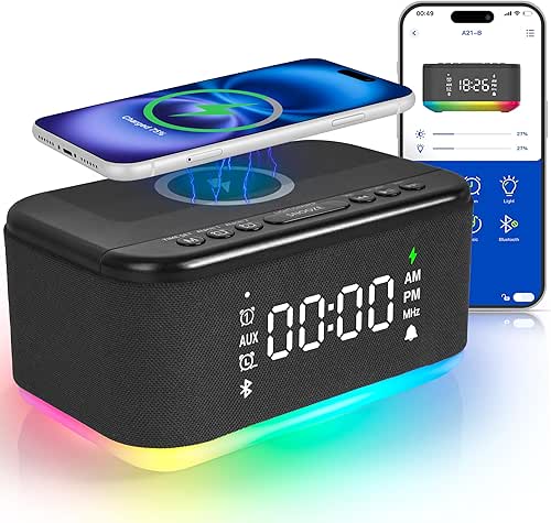 Bluetooth Alarm Clock Radio Bedroom, Digital Dual Alarm Clock Bedroom,