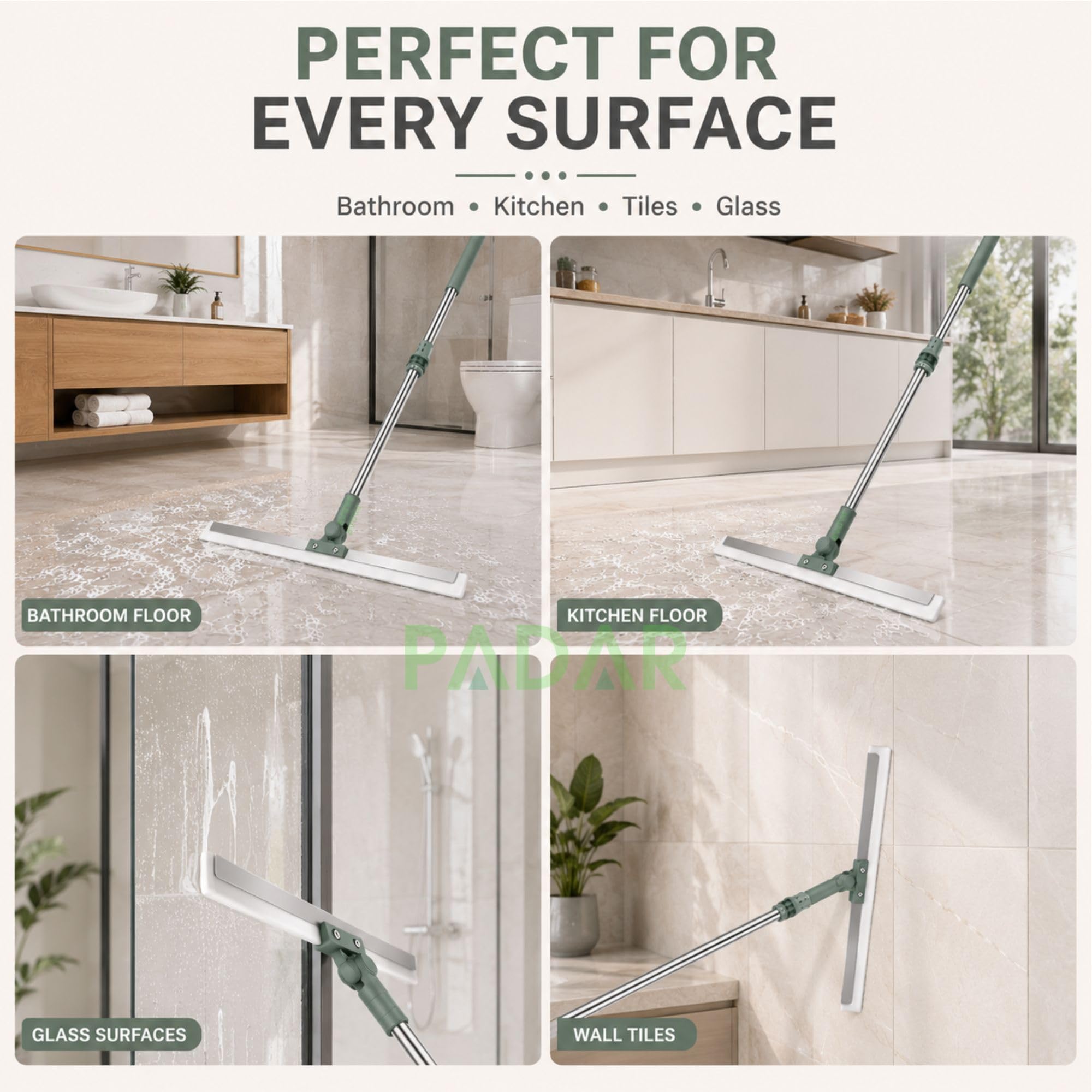 PADAR Magic Broom Sweeper for Floor Cleaning – Multifunctional Silicone Wiper Mop with Extendable Handle – Wet & Dry Use – Bathroom Floor Wiper & Window Squeegee Viper for Home(Multicolor) 3