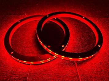 2PCS 8 RGB Car LED Speaker Ring Lights Coaxial Speaker Rings Decorative Light Kit Multi-Colors Changing Coaxial Lights Spacer Ring Light Bluetooth/Remote Control