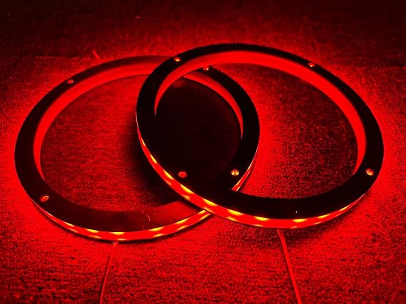2PCS 8 RGB Car LED Speaker Ring Lights Coaxial Speaker Rings Decorative Light Kit Multi-Colors Changing Coaxial Lights Spacer Ring Light Bluetooth/Remote Control