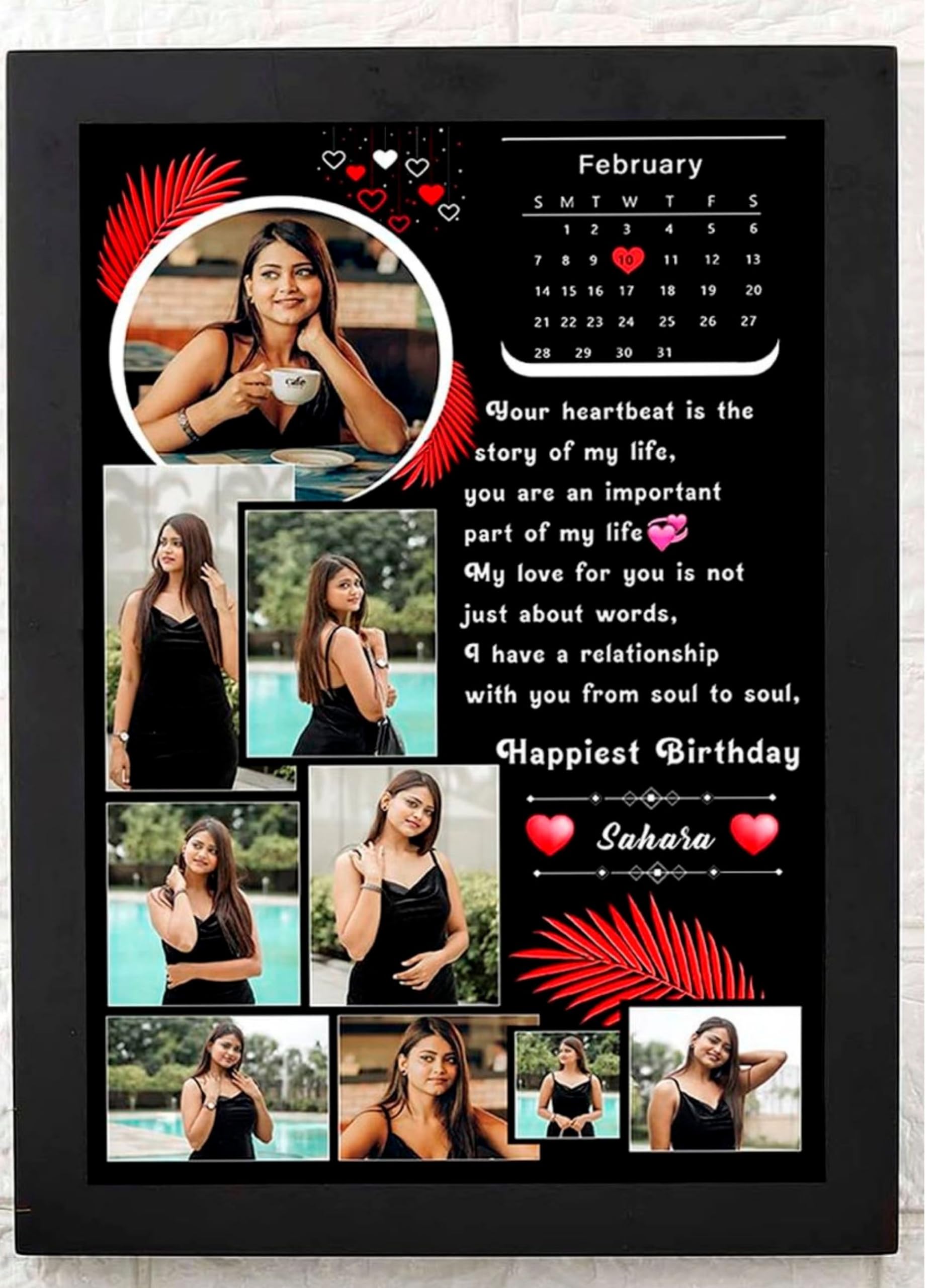 A4 Size Wooden Customized Personalized Happy Birthday Collage Photo Frame With Names | Happy Birthday Memory Frame Customised Birthday Gift Photo Frames For Wife, Husband, Parents, Friend (B0D7825MT3) Amazon Price History, Amazon Price Tracker